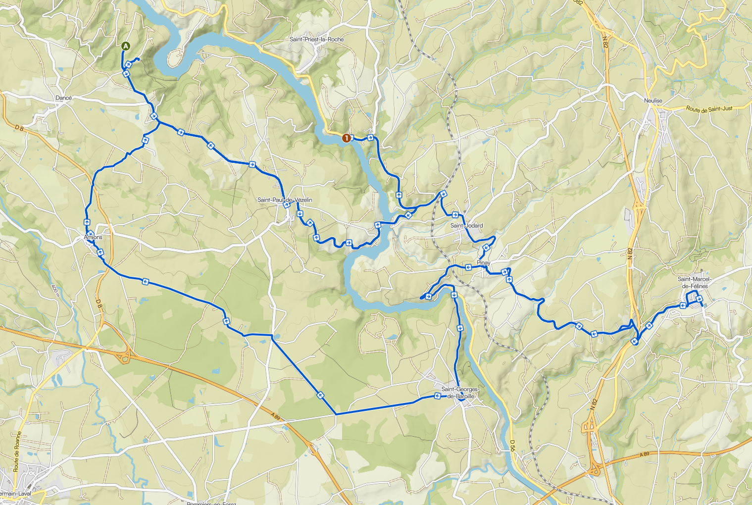 Carte du parcours des deux châteaux